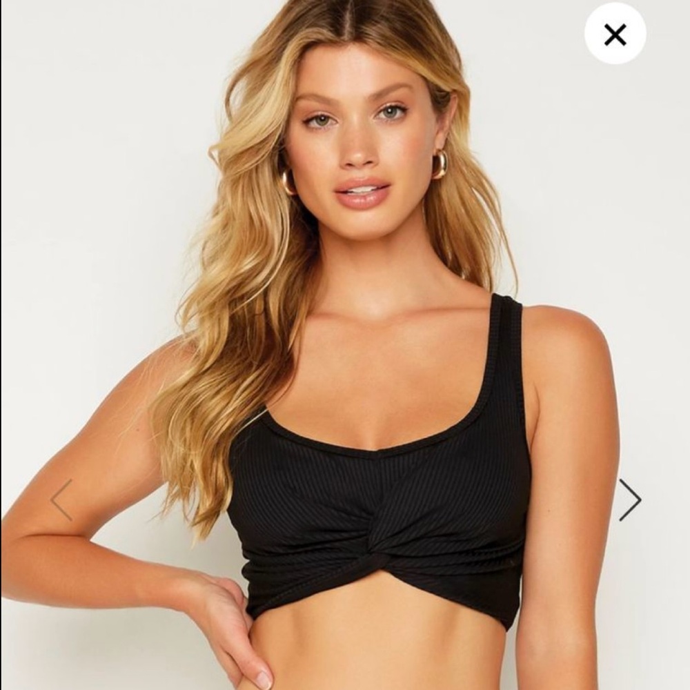 Beach Bunny Black Twist Front Crop Top